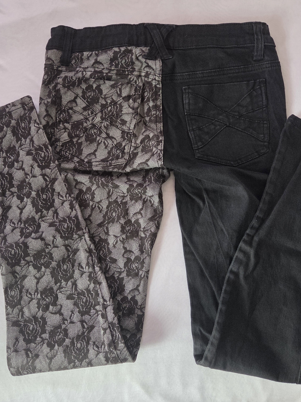 Royal Bones Two-Tone Black and Rose Lace Print Jeans - Picture 6 of 8